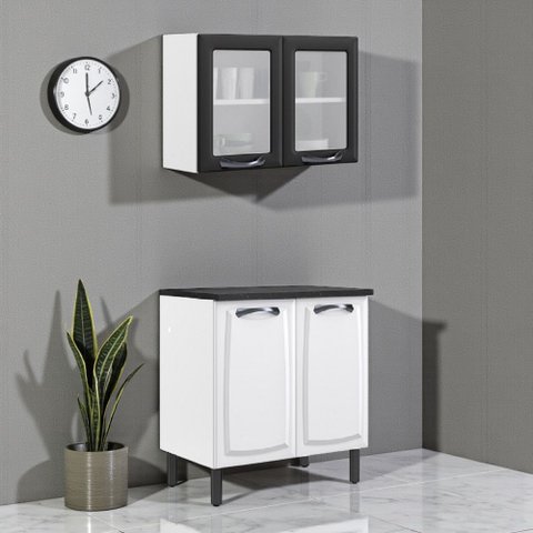 Cozinha Compacta Modulada em Aço 2 Peças 4 Portas New Premium Itatiaia Branco/Grafite