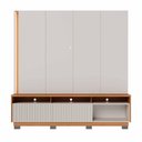 Ver imagem 6 de Home Theater Jordão com Painel Chanfrado c/ LED Nas Prateleiras com Pés - Off White Matte/Freijó