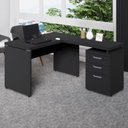 Ver imagem 1 de Mesa em L 1,20m com Gaveteiro 3 Gavetas Pés Painel F5 Office Cor:preto