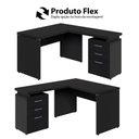 Ver imagem 7 de Mesa em L 1,20m com Gaveteiro 3 Gavetas Pés Painel F5 Office Cor:preto