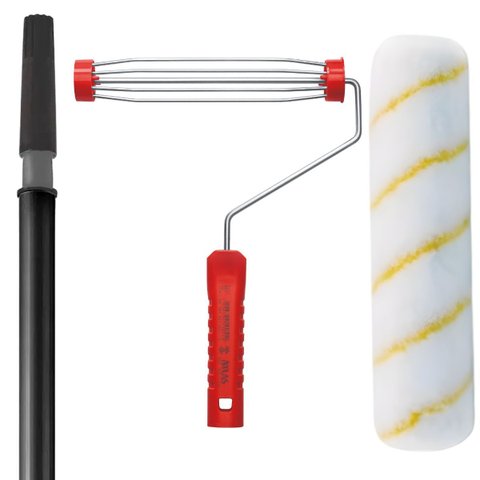 Cabo Prolongador 1,28m+ Suporte Garfo Gaiola 23cm + Rolo Antigota em Poliamida 23cm 10mm