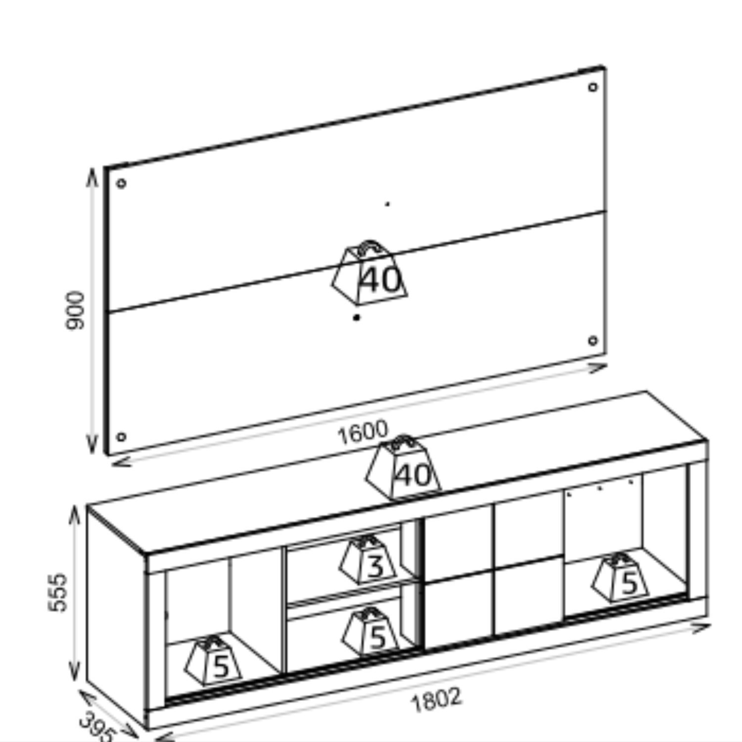 Rack com Painel Para Tv até 65 Polegadas Quênia Caemmun - 3