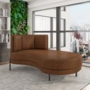 Ver imagem 1 de Sofá Chaise Lado Direito Downey Sala de Estar Pu Marrom G15 - Gran Belo