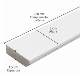 Rodapé de MDF 5cm x 15mm x 2.20m Revestido Liso Casablanca - 2