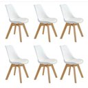 Ver imagem 1 de Kit C/ 6 Cadeiras Leda – Charles Eames, Saarinen Wood com Almofada Branca