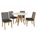 Ver imagem 3 de Conjunto Mesa Duna Premium Madeira Maciça C/ Tampo Madeirado C/ Vidro 120x120cm e 4 Cadeiras Lara