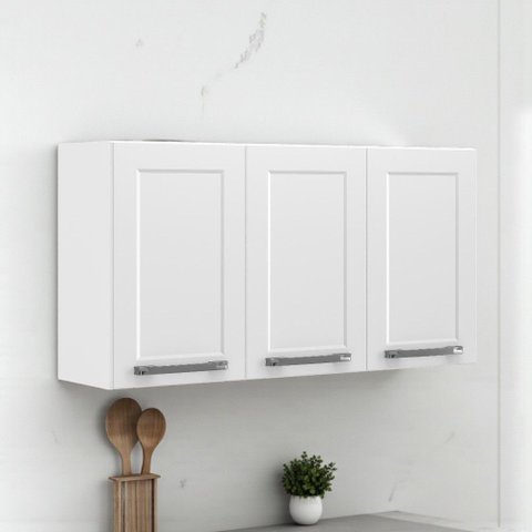 Armário de Cozinha em Aço 3 Portas 105cm Florença Itatiaia Branco