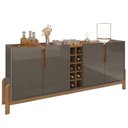 Ver imagem 6 de Buffet 190cm e Aparador 2 Gavetas com Pés de Madeira Maciça Lizz Cinza/Perola/Cedro