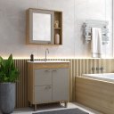 Ver imagem 1 de conjunto Banheiro Cannes 70cm Armário Completo Gabinete Cuba Espelheira