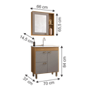 Ver imagem 3 de conjunto Banheiro Cannes 70cm Armário Completo Gabinete Cuba Espelheira