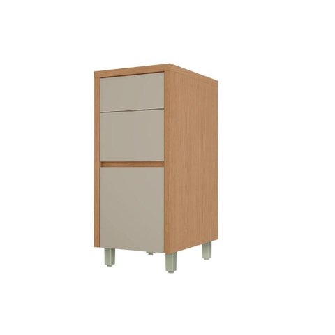 Gabinete Cozinha Modulado Condessa 3 Gavs 40cm Carvalho/Greige Nesher