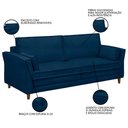 Ver imagem 3 de Sofá Living 3 Lugares 180cm Pés Madeira Efraim F05 Veludo Azul - Mpozenato