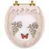 Assento Sanitário Poliester Decorado Oval Convencional Areia Avenca com Borboleta Vermelha com - 1
