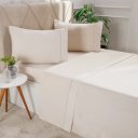 Ver imagem 1 de Jogo de Cama King Serenitá 4 Pçs Bordado Festonê 193x203x40cm Sand
