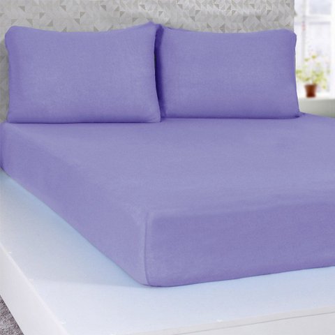 Jogo de Cama Casal Serena 3 Pçs Malha 100% Algodão 138x188x23cm Lilás