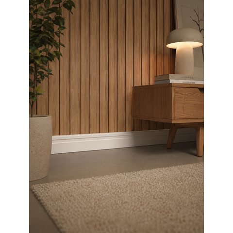 Rodapé de MDF 5CMX15MMX2.20m Revestido Frisado Branco Casablanca