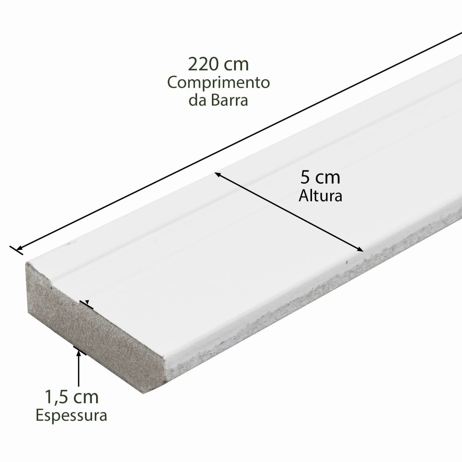 Rodapé de MDF 5cm x 15mm x 2.20m Revestido Frisado Casablanca - 2