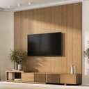 Ver imagem 1 de Rack Extensível Ripado com Painel TV 86 Polegadas 240x230cm Aruá CabeCasa MadeiraOriginals Marrom