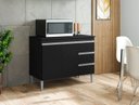 Ver imagem 2 de Balcão Gabinete para Pia 100cm sem Tampo 2 Portas 3 Gavetas Andréia Cor Preto
