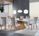 Ver imagem 1 de Sala de Jantar Moderna Base Pirâmide 8 cadeiras 1,50x1,50m - Ametista - Requinte Salas
