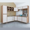 Ver imagem 1 de Cozinha Planejada Completa Modulada 8 Peças 16 Portas Vidro Mdf Organizadora Marrom Madeira Branco