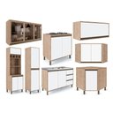 Ver imagem 2 de Cozinha Planejada Completa Modulada 8 Peças 16 Portas Vidro Mdf Organizadora Marrom Madeira Branco