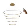 Lustre Led 5 Anéis Moderno 189w 100cm Dourado C/ Controle - 1