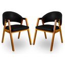 Ver imagem 5 de Kit 2 Poltrona Cadeira para Sala Madeira Maciça Kiora:Preto/Couríssimo