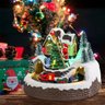 Cenario Vila Natalina Natal Papai Noel Trem Movimento Enfeite Musical Led Arvore de Natal Pinheiro N - 6