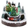 Cenario Vila Natalina Natal Papai Noel Trem Movimento Enfeite Musical Led Arvore de Natal Pinheiro N - 1
