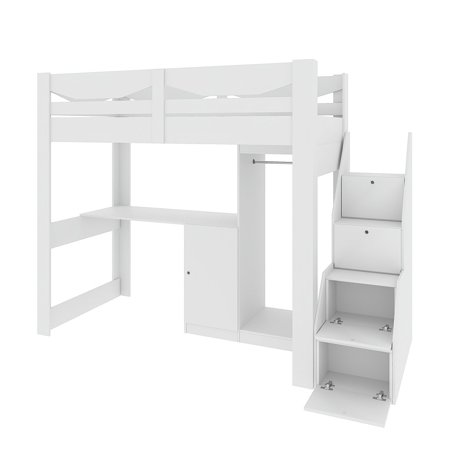 Cama Infantil com Escada 1 Escrivaninha e 2 Armários 5 Portas Leo Yescasa - 2