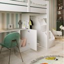 Ver imagem 4 de Cama Infantil com Escada 1 Escrivaninha e 2 Armários 5 Portas Leo Yescasa