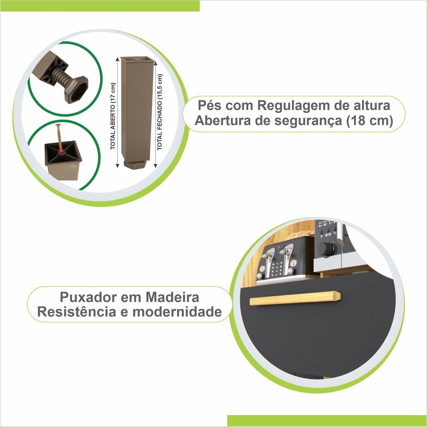 Armário de Cozinha 5 Portas 2 Gavetas Atlanta Sallêto Móveis - 5