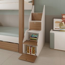 Beliche Infantil com Escada 4 Portas e 2 Gavetas Maya Yescasa - 8 Beliche Infantil com Escada 4 Portas e 2 Gavetas Maya Yescasa - 8