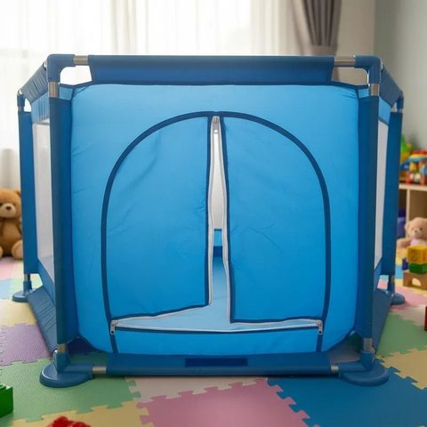 Cercadinho Chiqueirinho para Bebê Rister Baby com Tela Respirável com Tapete Colorido