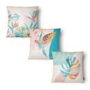 Ver imagem 4 de Kit 3 Capas de Almofada 43x43cm Microfibra Floral Arara Amarela