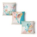 Ver imagem 4 de Kit 3 Capas de Almofada 43x43cm Microfibra Floral Arara Amarela
