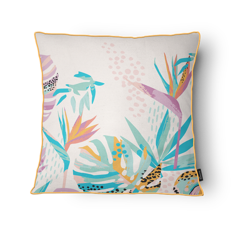 Kit 3 Capas de Almofada 43x43cm Microfibra Floral Arara Amarela