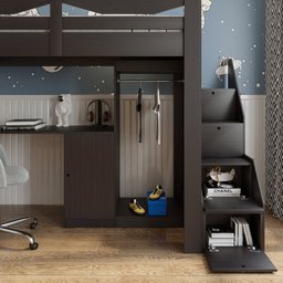 Cama Infantil 1 Escrivaninha e 2 Armários 5 Portas Stella Yescasa - 8