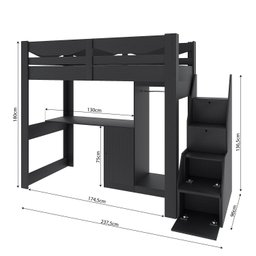 Cama Infantil 1 Escrivaninha e 2 Armários 5 Portas Stella Yescasa - 3