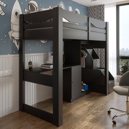 Cama Infantil 1 Escrivaninha e 2 Armários 5 Portas Stella Yescasa - 6