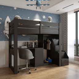 Cama Infantil 1 Escrivaninha e 2 Armários 5 Portas Stella Yescasa - 5