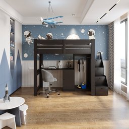 Cama Infantil 1 Escrivaninha e 2 Armários 5 Portas Stella Yescasa - 9