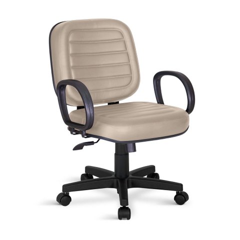 Cadeira Escritório Obeso Plus Size Giratória Relax Costura:Beige