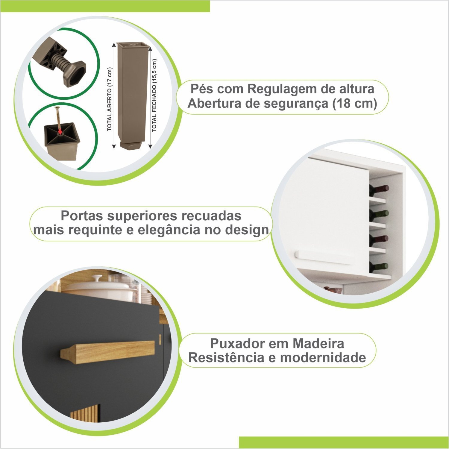 Armário para Cozinha 6 Portas 2 Gavetas Doha Sallêto Móveis - 5