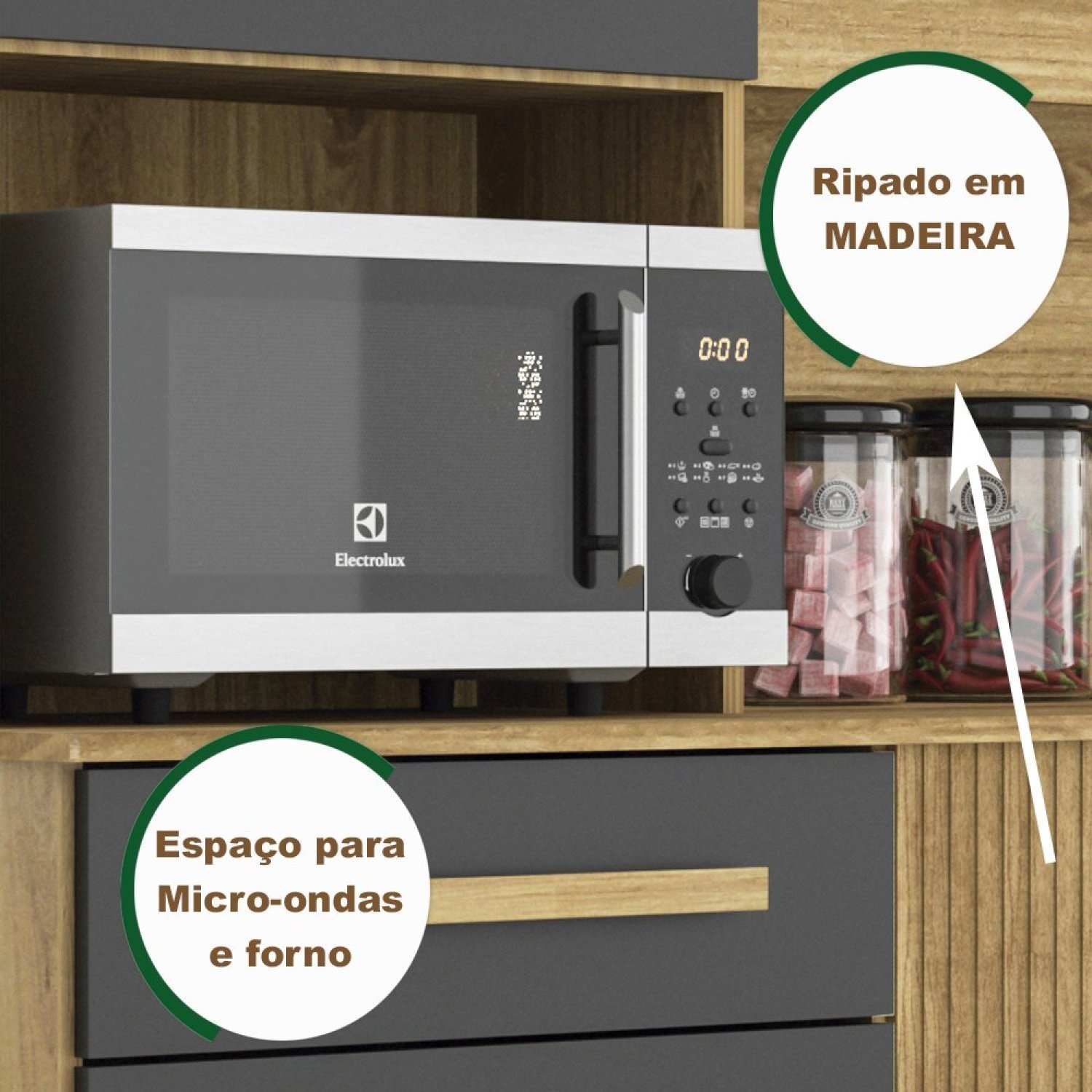 Armário para Cozinha 6 Portas 2 Gavetas Doha Sallêto Móveis - 7