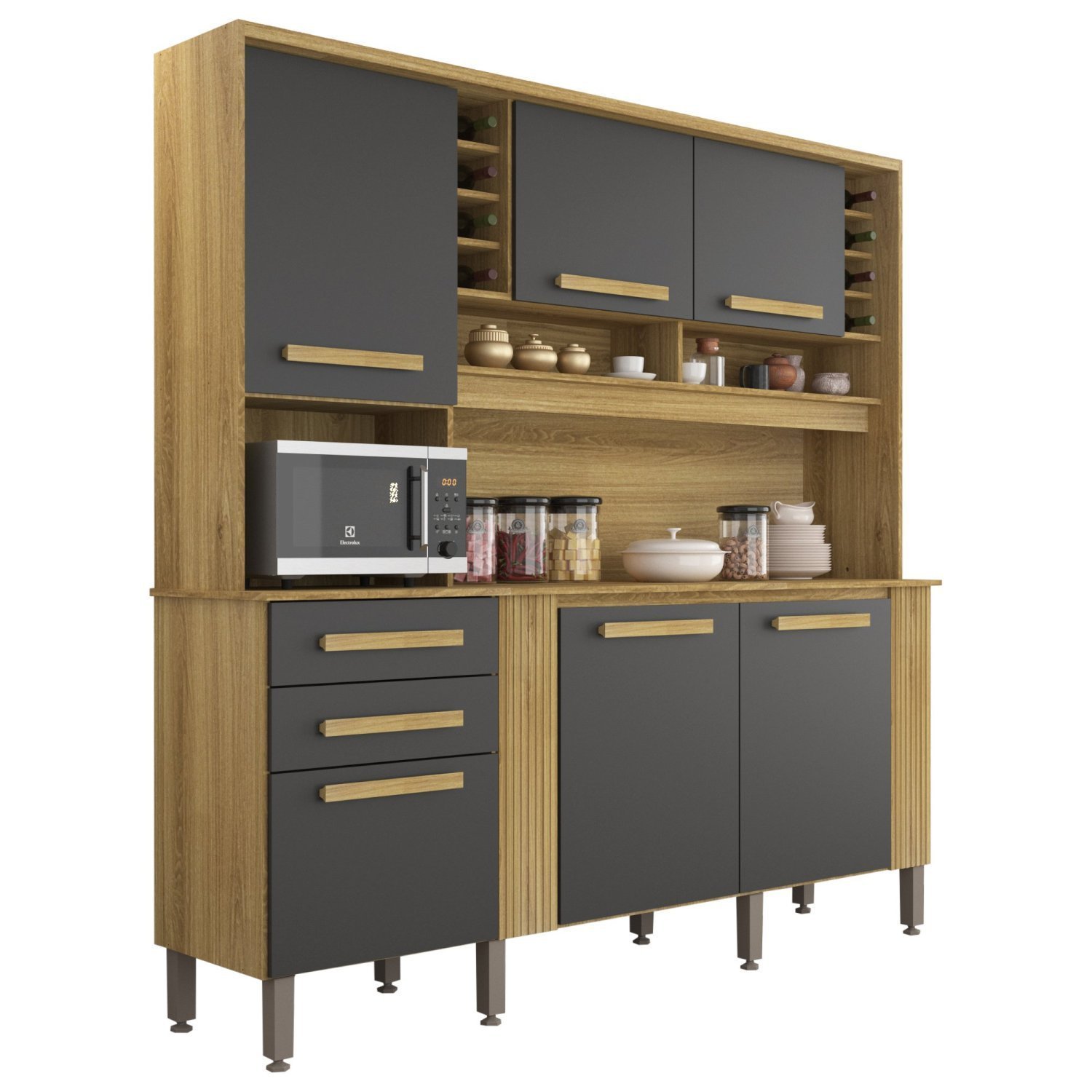 Armário para Cozinha 6 Portas 2 Gavetas Doha Sallêto Móveis - 3