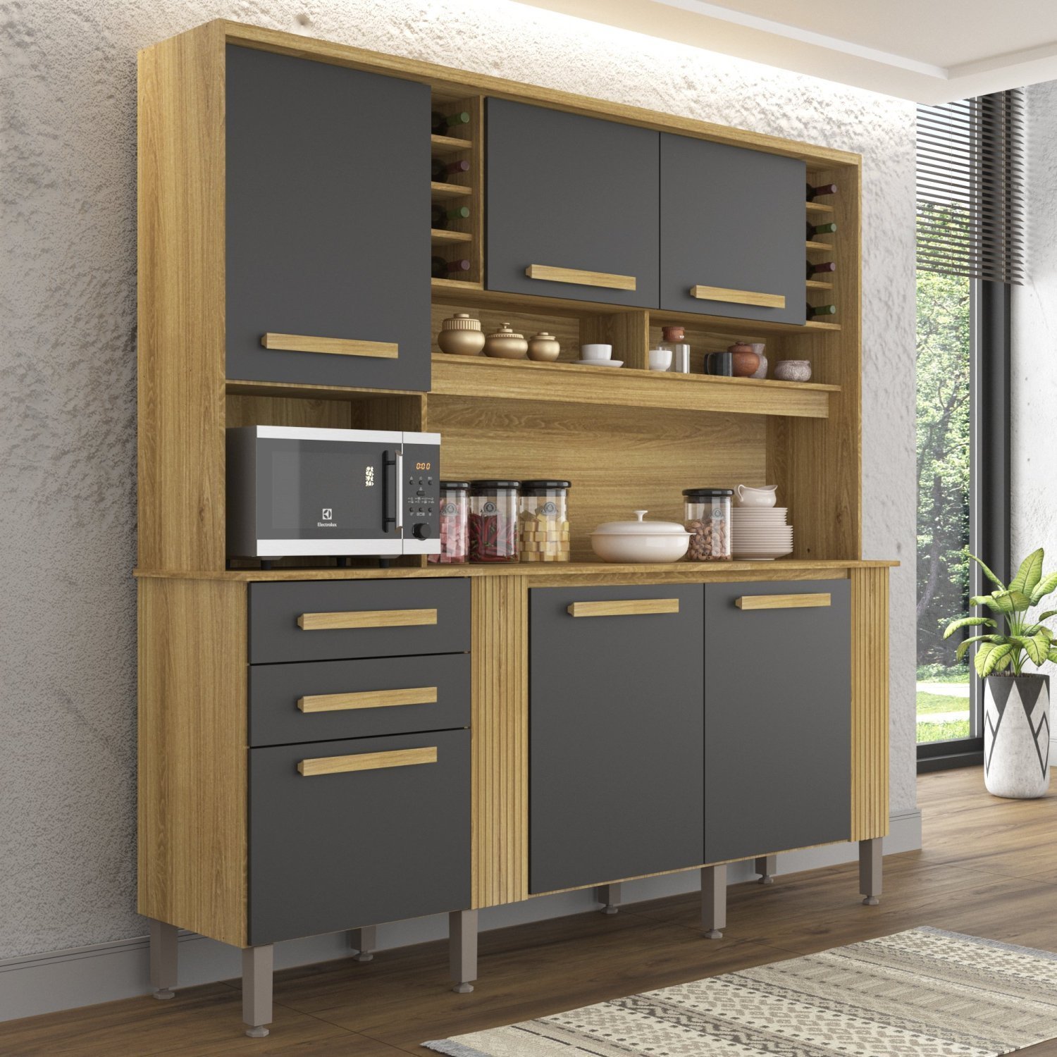 Armário para Cozinha 6 Portas 2 Gavetas Doha Sallêto Móveis - 1