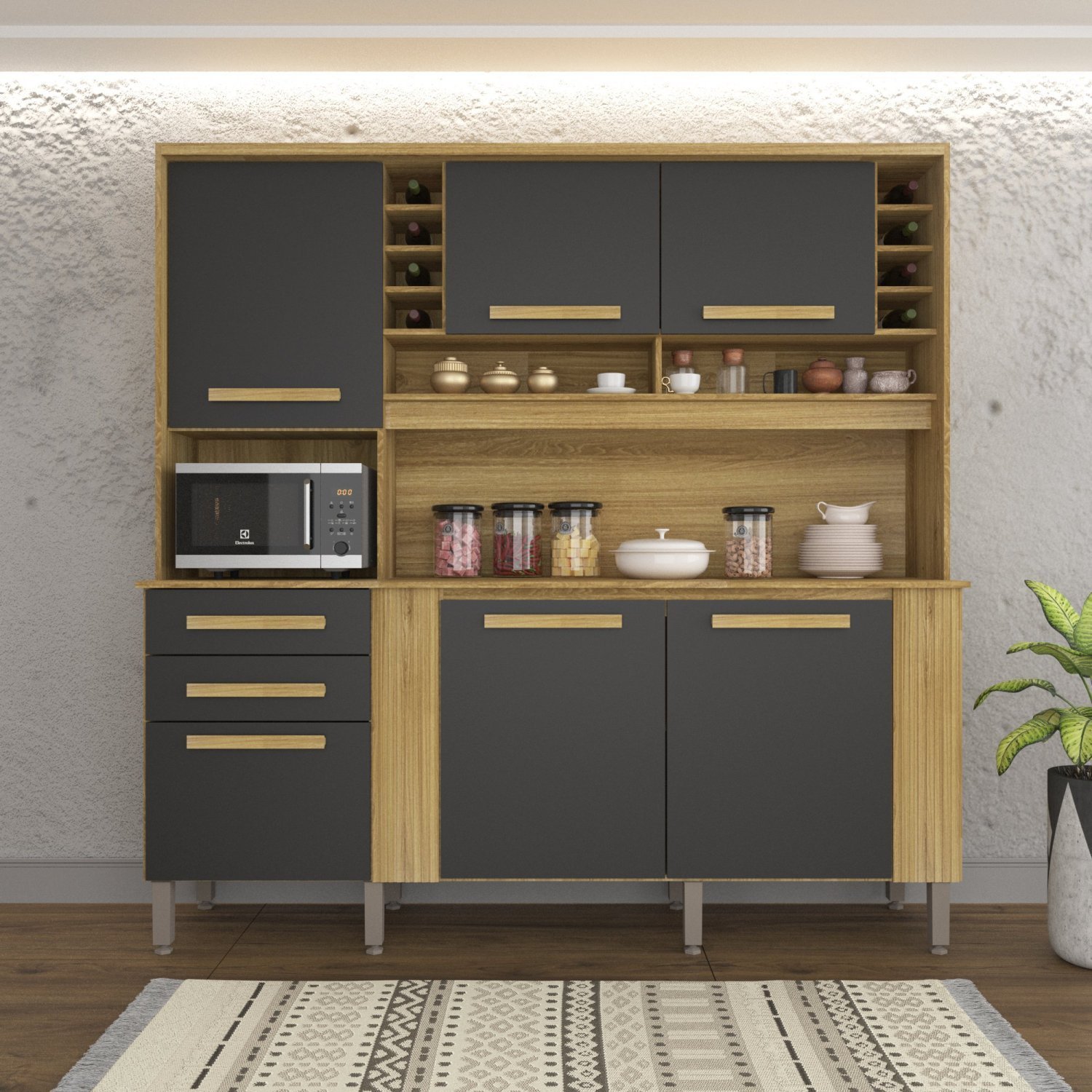 Armário para Cozinha 6 Portas 2 Gavetas Doha Sallêto Móveis - 9