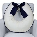 Ver imagem 2 de Almofada Amamentação com Laço - Palha com Marinho